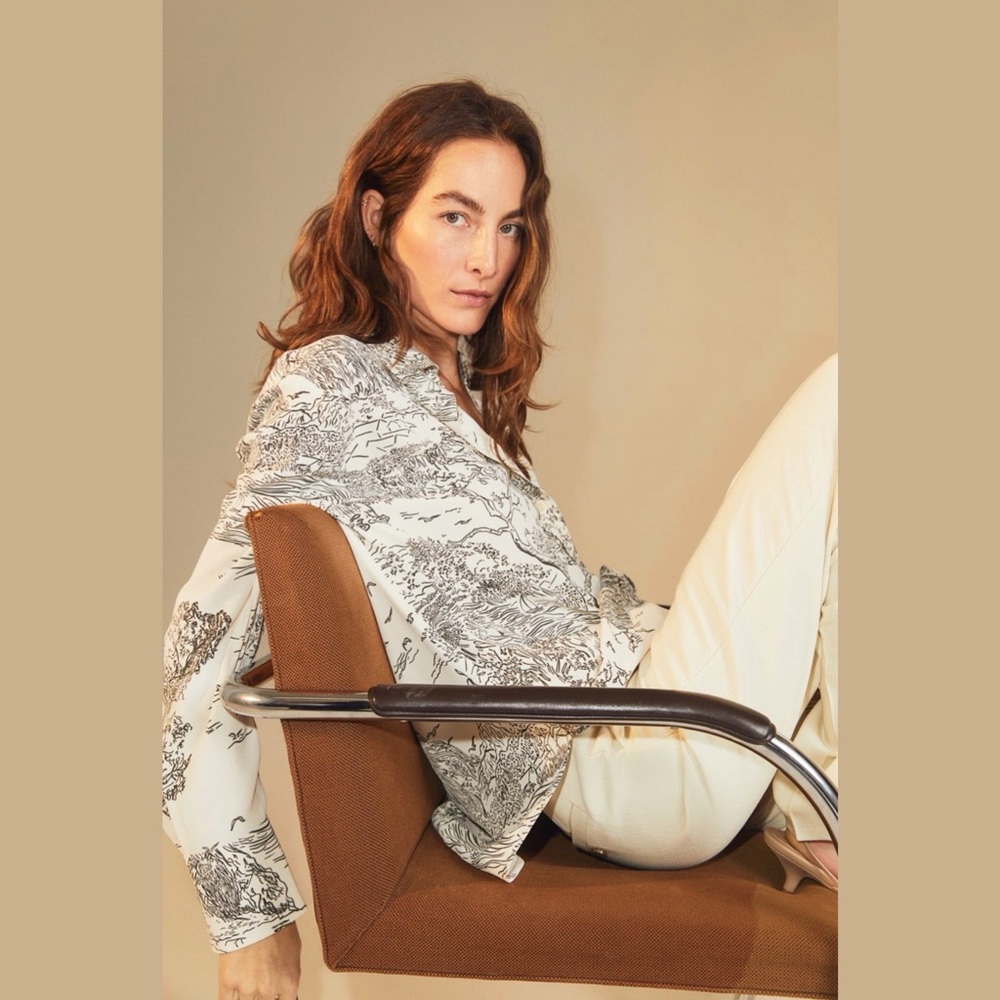 H&M Printed Oversized Long Shirt size XS